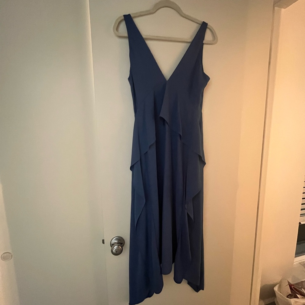 Blue low cut midi dress. Gianni bini size S